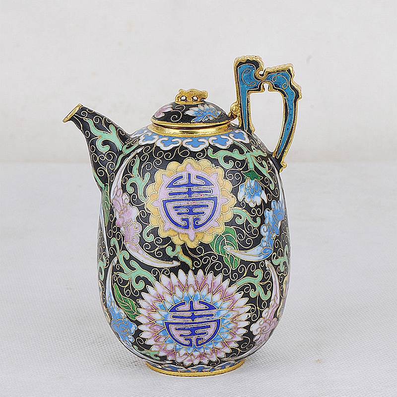 掐絲琺瑯花卉紋壽字鹵壺
